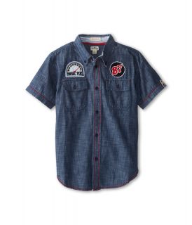 Hatley Kids Woven Shirt Boys Short Sleeve Button Up (Blue)