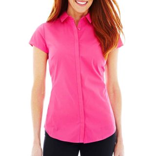 Worthington Essential Short Sleeve Shirt, Pink