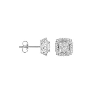 TruMiracle 1/4 CT. T.W. Diamond Square Sterling Silver Earrings, Womens