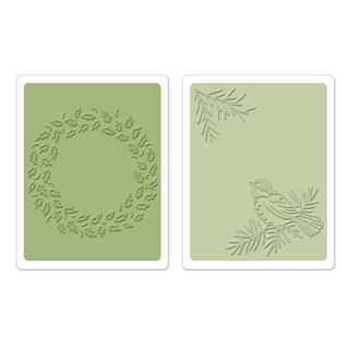 Sizzix Textured Impressions Bird And Wreath Embossing Set By Susan Tierney cockburn