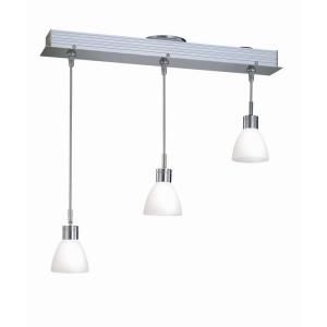 Illumine 3 Light Polished Steel Ceiling Lamp Chandelier with Frost Glass Shade CLI LS439653
