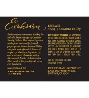 2007 Canihan Wines Exuberance Syrah 750 mL Wine