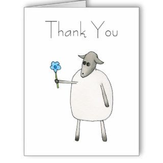 Sheep Giving a Flower, Thank You. Card