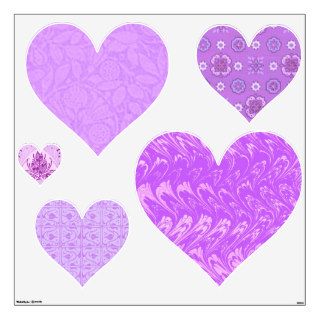 Retro Lavender Hearts Heart Wall Decals