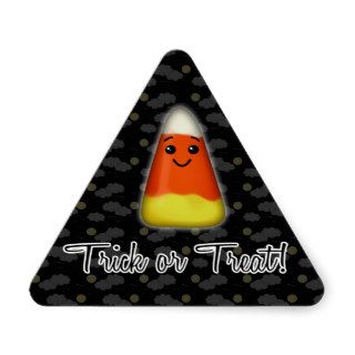 Cute Candy Corn Trick or Treat Triangle Sticker