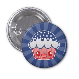 Kawaii Fourth Of July Cupcake Button