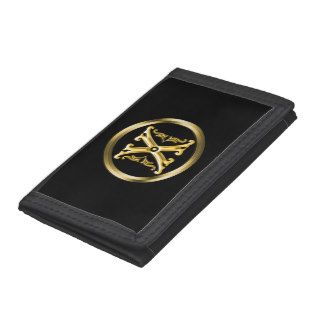 Initial X Letter in Gold Custom.png Trifold Wallet