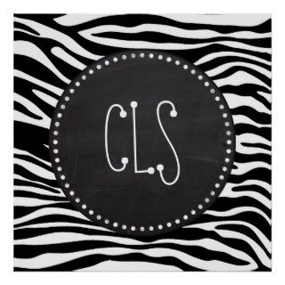 Black & White Zebra Stripes; Chalkboard Posters
