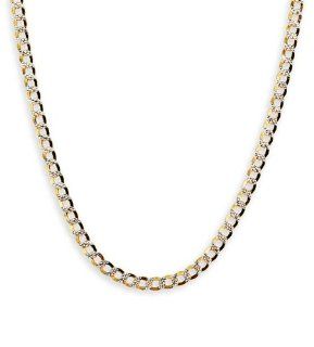 14k Hollow Two Tone Gold Cuban Link Chain Necklace Jewelry