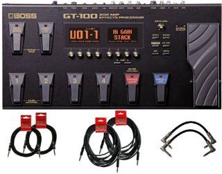 Boss GT 100 Guitar Multi Effects Pedal w/6 Free Cables Musical Instruments