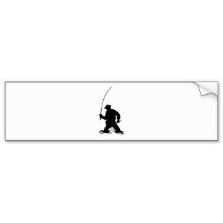 fly fisherman fishing silhouette bumper sticker