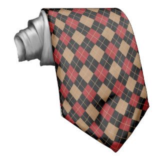 Neck Tie in Diamond pattern of red and tan.