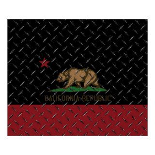 California Republic Flag Black Diamondplate Print