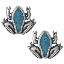 Tressa Sterling Silver Genuine Turquoise Frog Stud Earrings Tressa Gemstone Earrings