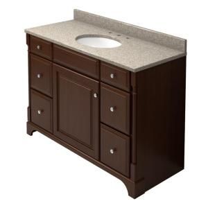 KraftMaid 48 in. Vanity in Autumn Blush with Natural Quartz Vanity Top in Burnt Terra and White Sink DISCONTINUED VC4821L6S7.RBE.7118PN