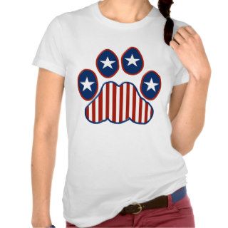 Patriotic Dog Paw Print T Shirts