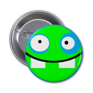 funny cute alien monster smile pin