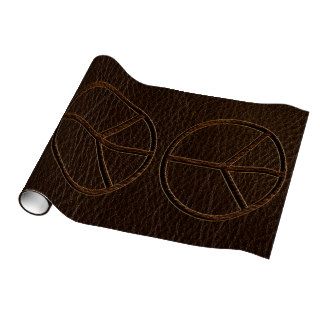 Leather Look Peace Brown Dark Gift Wrap