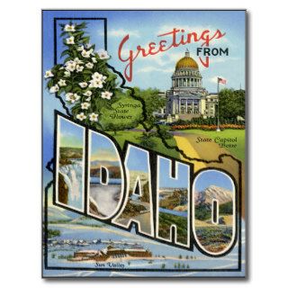 Idaho ID Big Letter Vintage Postcard