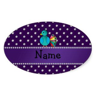 Personalized name peacock purple diamonds sticker
