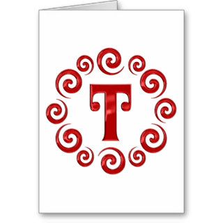 Monogram Letter T Red Greeting Card