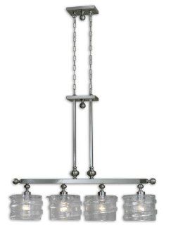 Uttermost 31" Mossa, 4 Lt Kitchen Island Lighting Fixture Heavily Seeded Glass Shades Accented   Chandeliers  