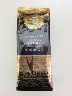 Royal Kona   Mocha Latte   10% Kona Coffee Blend   All Purpose Grind   8 Oz. Bag  Ground Coffee  Grocery & Gourmet Food