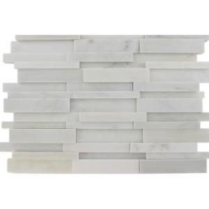 Splashback Tile Dimension 3D Brick Asian Statuary Pattern 12 in. x 12 in. x 8 mm Marble Mosaic Floor and Wall Tile (1 sq. ft.) DIMENSION3DBRICKASIANSTATUARY