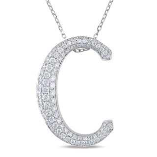 Miadora 14k White Gold 3/4ct TDW Diamond 'C' Initial Necklace (G H, I1 I2) Miadora One of a Kind Necklaces