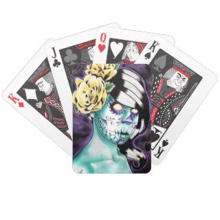 Infested Sugar Skull Girl Playing Cards