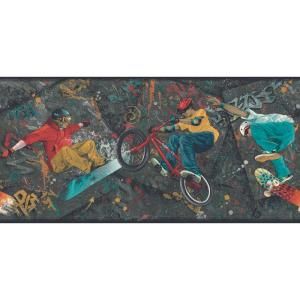 The Wallpaper Company 10 in. x 15 ft. Primary Colored Extreme Sports Border WC1285292