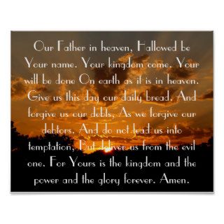 The Lord's Prayer on a beautiful sunset Print