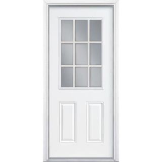 Masonite Premium 9 Lite Primed Steel Entry Door with Brickmold 28355