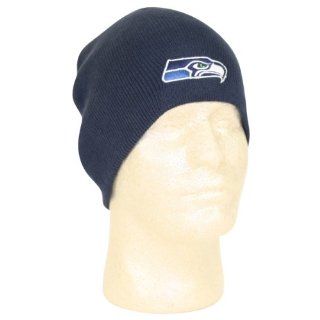 Seattle Seahawks Classic Beanie / Uncuffed Winter Knit Hat   Dark Blue  Sports Fan Beanies  Sports & Outdoors