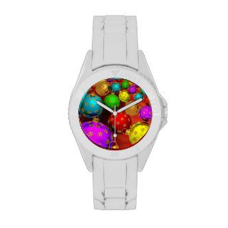 Festive Holiday Christmas Tree Ornaments Design Wristwatches