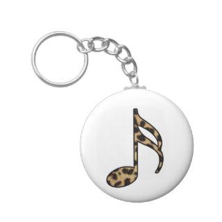 Leopard print music note keychains