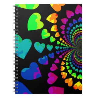 Cute retro rainbow hearts spiral notebooks