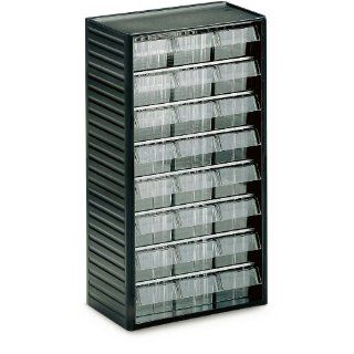 Sovella 554 3 Treston Polypropylene Visible Storage Cabinet with 24 L 04 Drawers, 55 lbs Capacity, 12.20" Width x 21.65" Height x 7.09" Depth, Dark Grey Material Handling Equipment