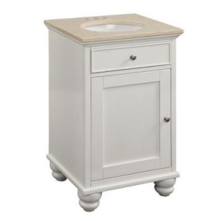 Belle Foret 20 in. Vanity Cabinet in White with Marble Vanity Top in Cream BF80608R