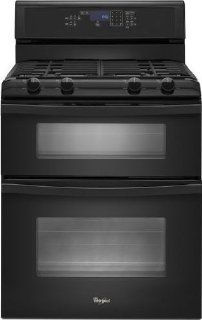 Whirlpool WGG555S0BB 30" Black Gas Sealed Burner Double Oven Range   Convection Appliances