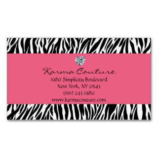 zebra print pink w/ heart shaped diamond business card