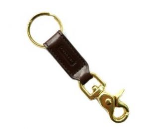COACH Men's / Unisex Trigger Snap Valet Keyring Mahogany Leather Gold Key Ring 7212 Clothing