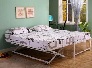 Twin Size Steel Day Bed (Daybed) Frame with Pop Up Trundle & Mattresses Home & Kitchen