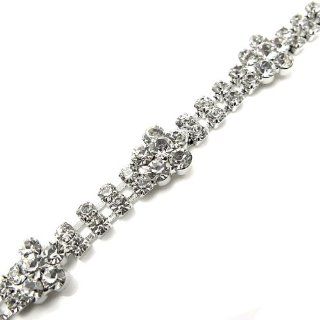 Glamorousky Elegant Flower Bracelet with Silver Swarovski Element Crystal   16.5cm (555) Bangle Bracelets Jewelry