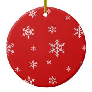 Red Snow Flakes Christmas Greetings Santa Pattern Christmas Ornament