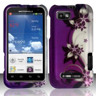For Motorola Defy XT XT556 / XT557 (StraightTalk/US Cellular) Rubberized Design Cover   Purple/Silver Vines Cell Phones & Accessories