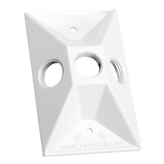 Sigma Electric 14373WH 1/2 Inch 3 Hole 1 Gang Rectangular Lamp holder Cover, White   Electrical Boxes  