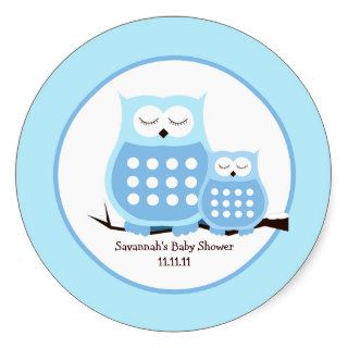 Snowy Owls (Blue) Favor Stickers 3 inch