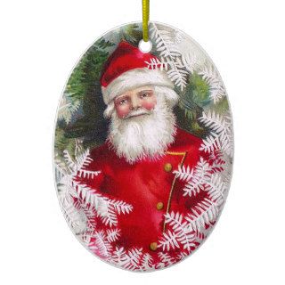 Clapsaddle Santa Claus with Fir Twigs Christmas Ornament