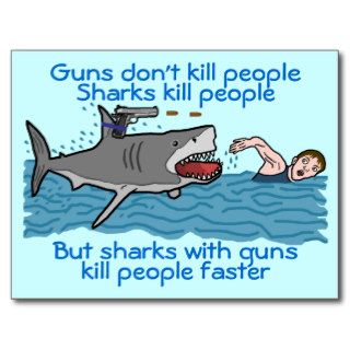 Funny Shark Gun Control Post Card